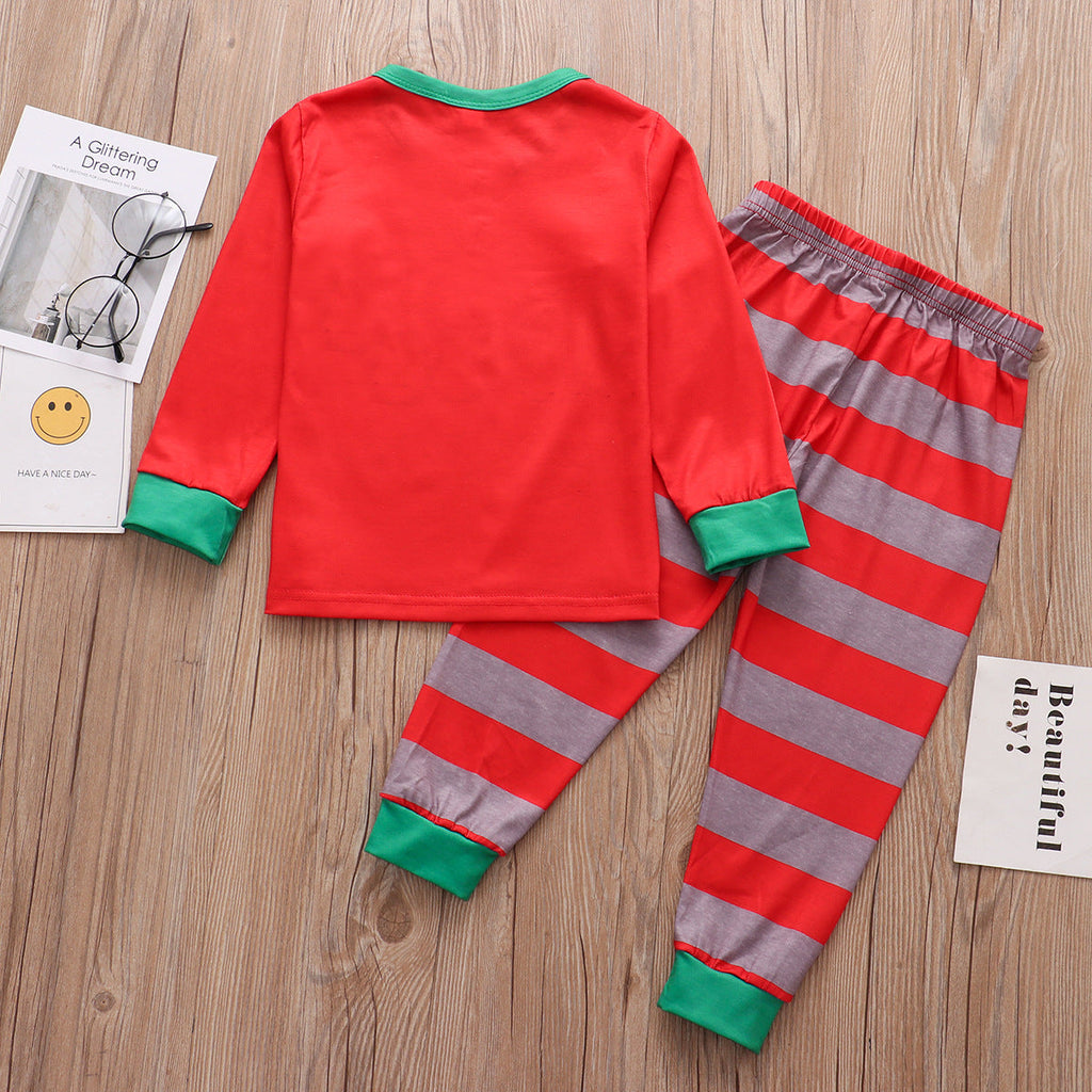 Matching Family Christmas Pajamas — Red Cartoon Print