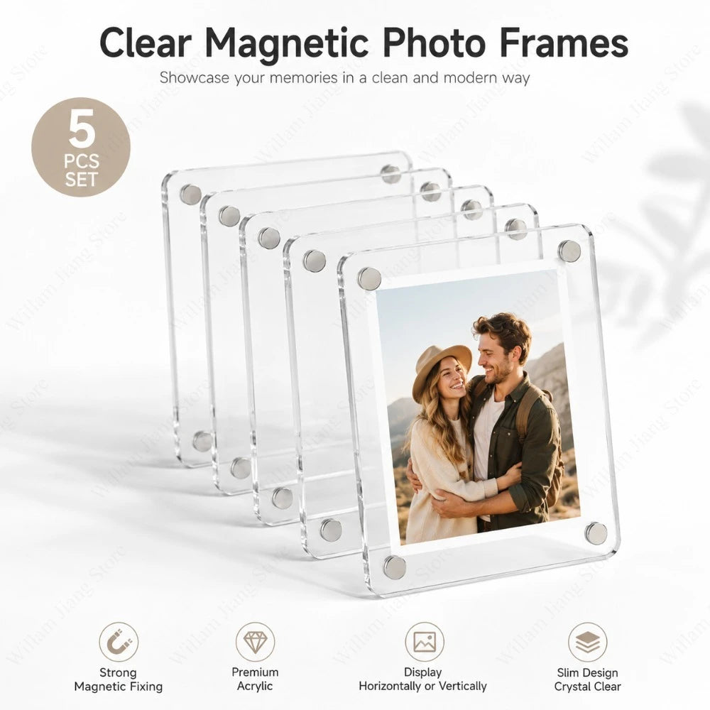Magnetic Acrylic Photo Frames (5-Pack)