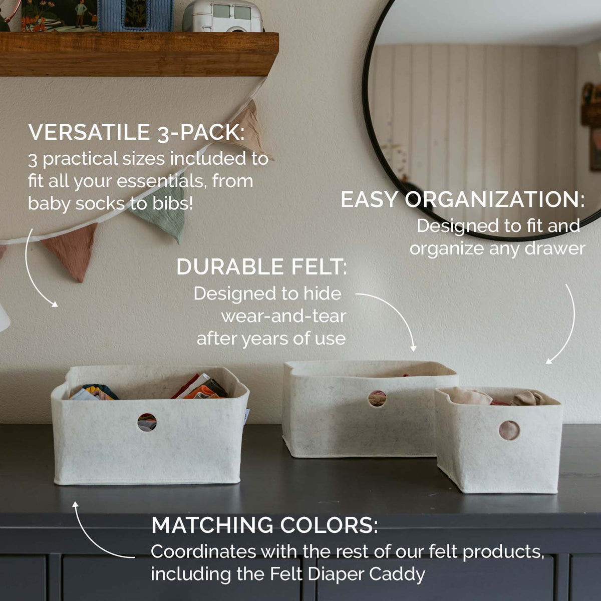 Felt Drawer Organizers — 3-Piece Set