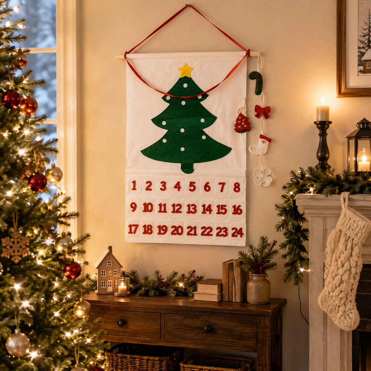 Reusable Felt Christmas Advent Calendar — Hanging Tree Countdown
