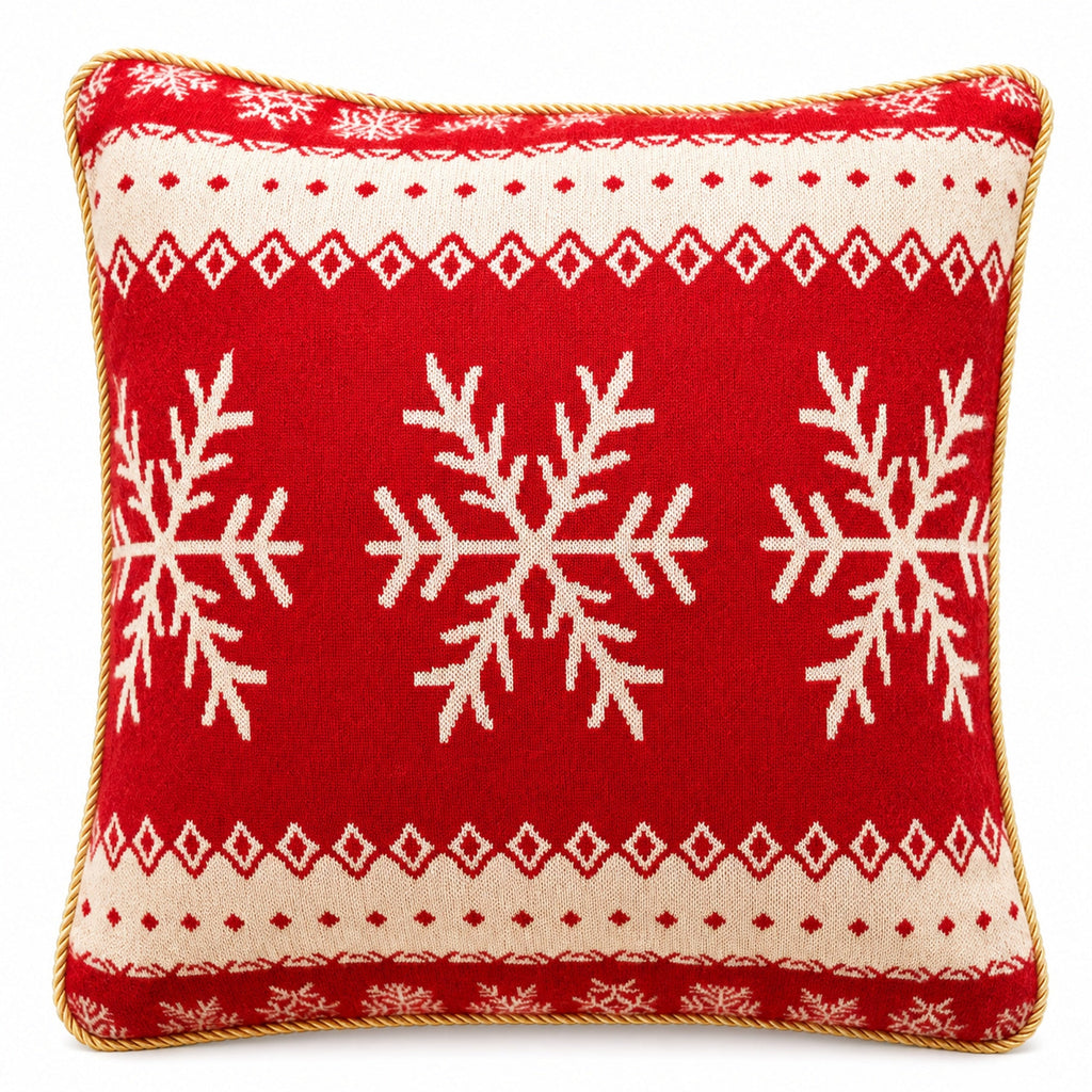 Red Snowflake Christmas Pillow Covers — Set of 2