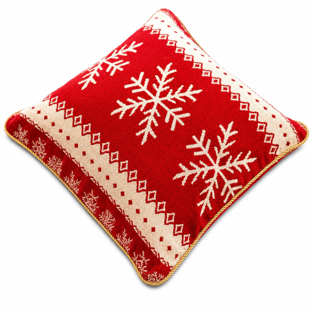 Red Snowflake Christmas Pillow Covers — Set of 2