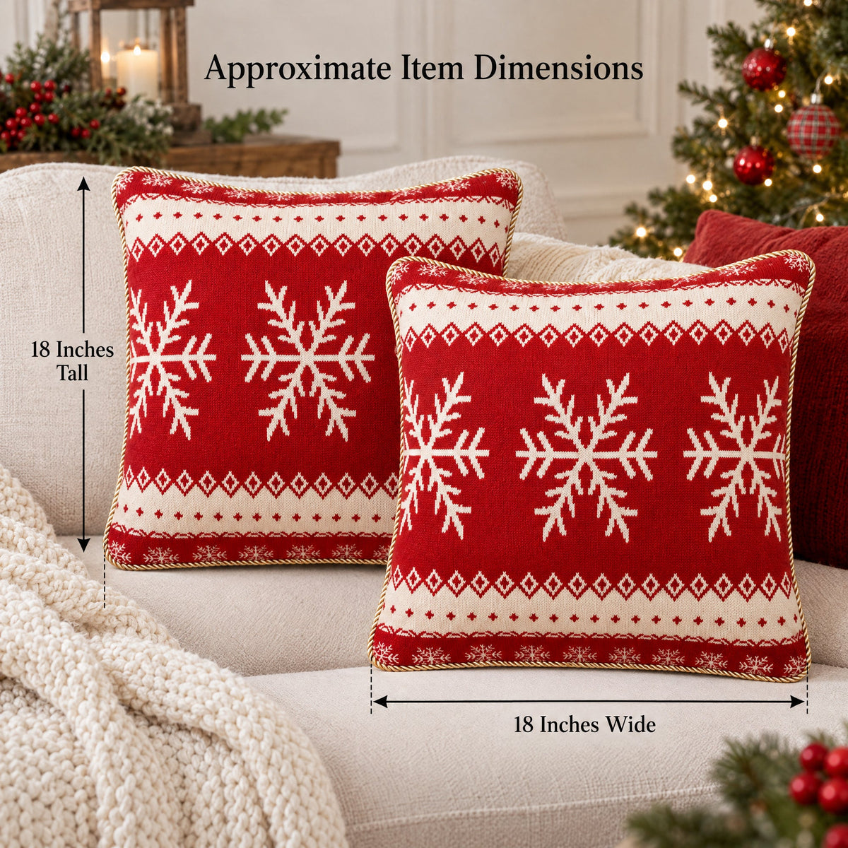 Red Snowflake Christmas Pillow Covers — Set of 2