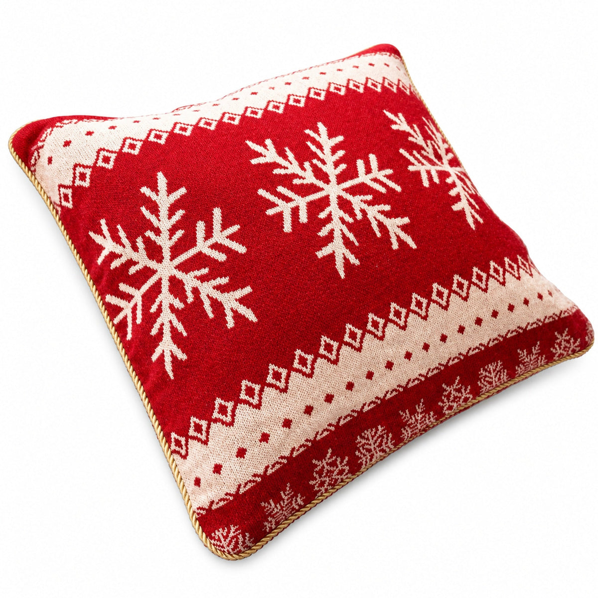Red Snowflake Christmas Pillow Covers — Set of 2