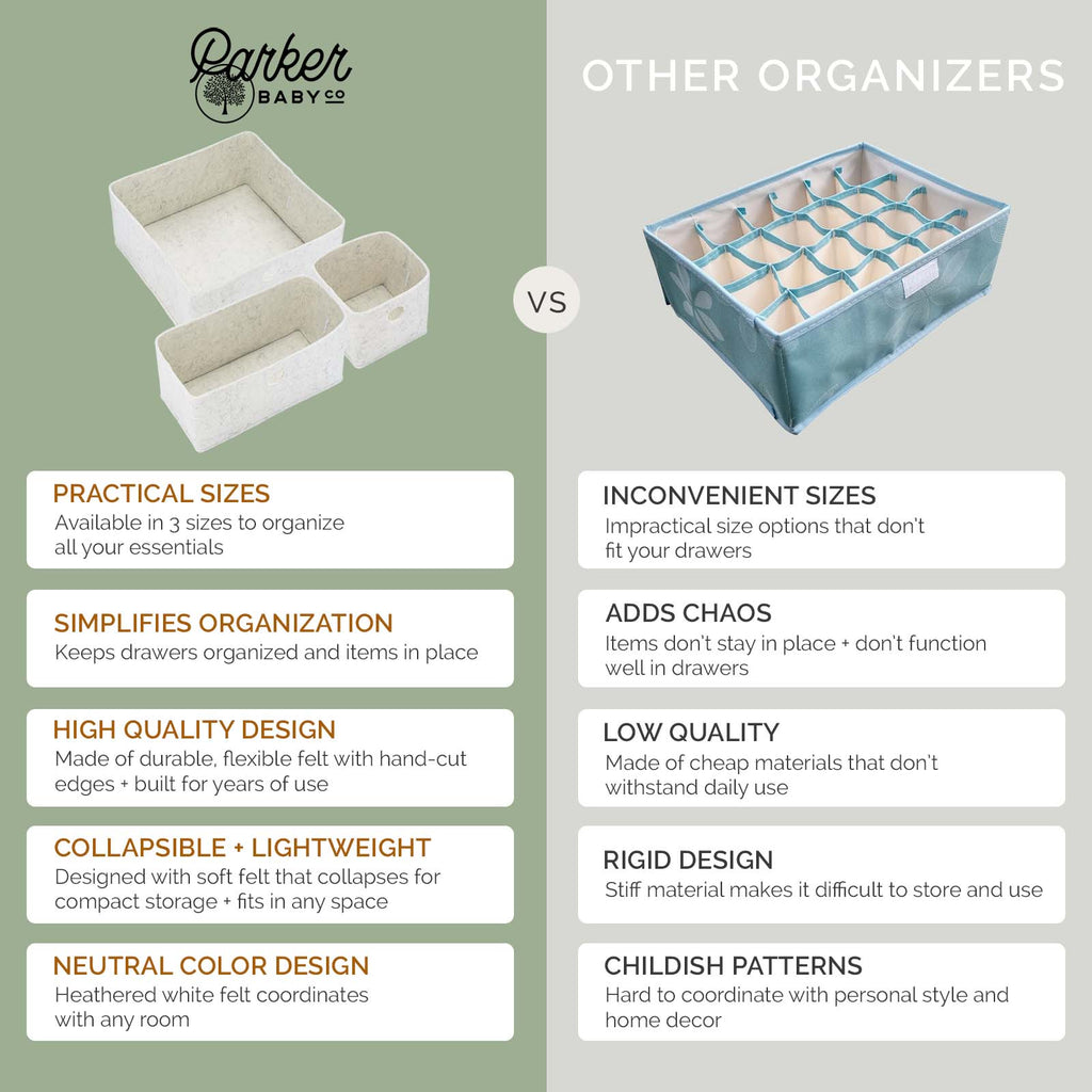Felt Drawer Organizers — 3-Piece Set
