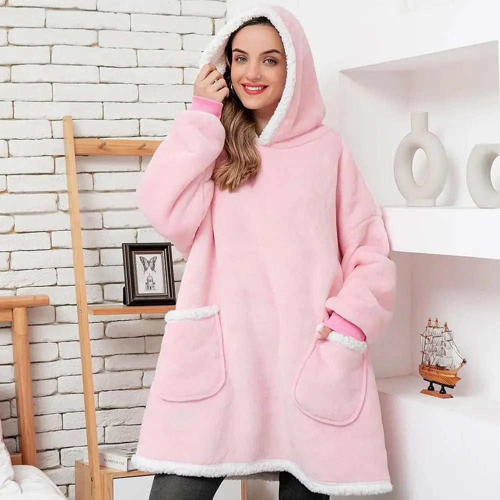 Oversized Sherpa Wearable Blanket Hoodie — Cozy Holiday Gift
