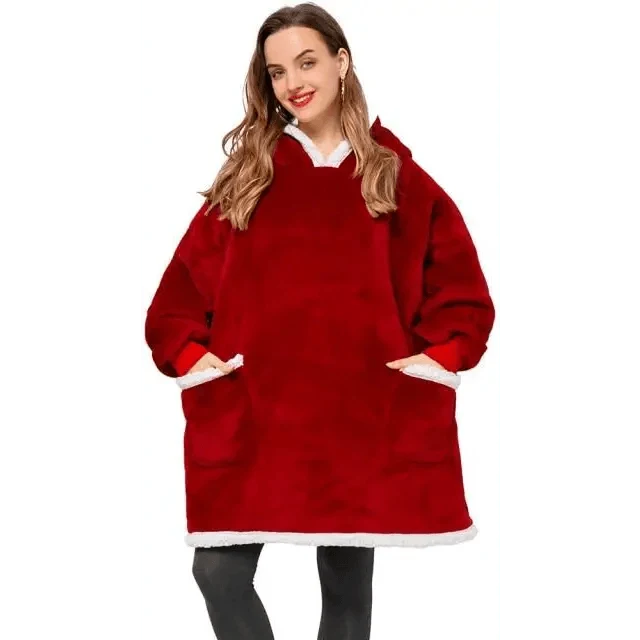 Oversized Sherpa Wearable Blanket Hoodie — Cozy Holiday Gift