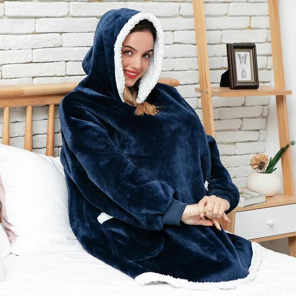 Oversized Sherpa Wearable Blanket Hoodie — Cozy Holiday Gift