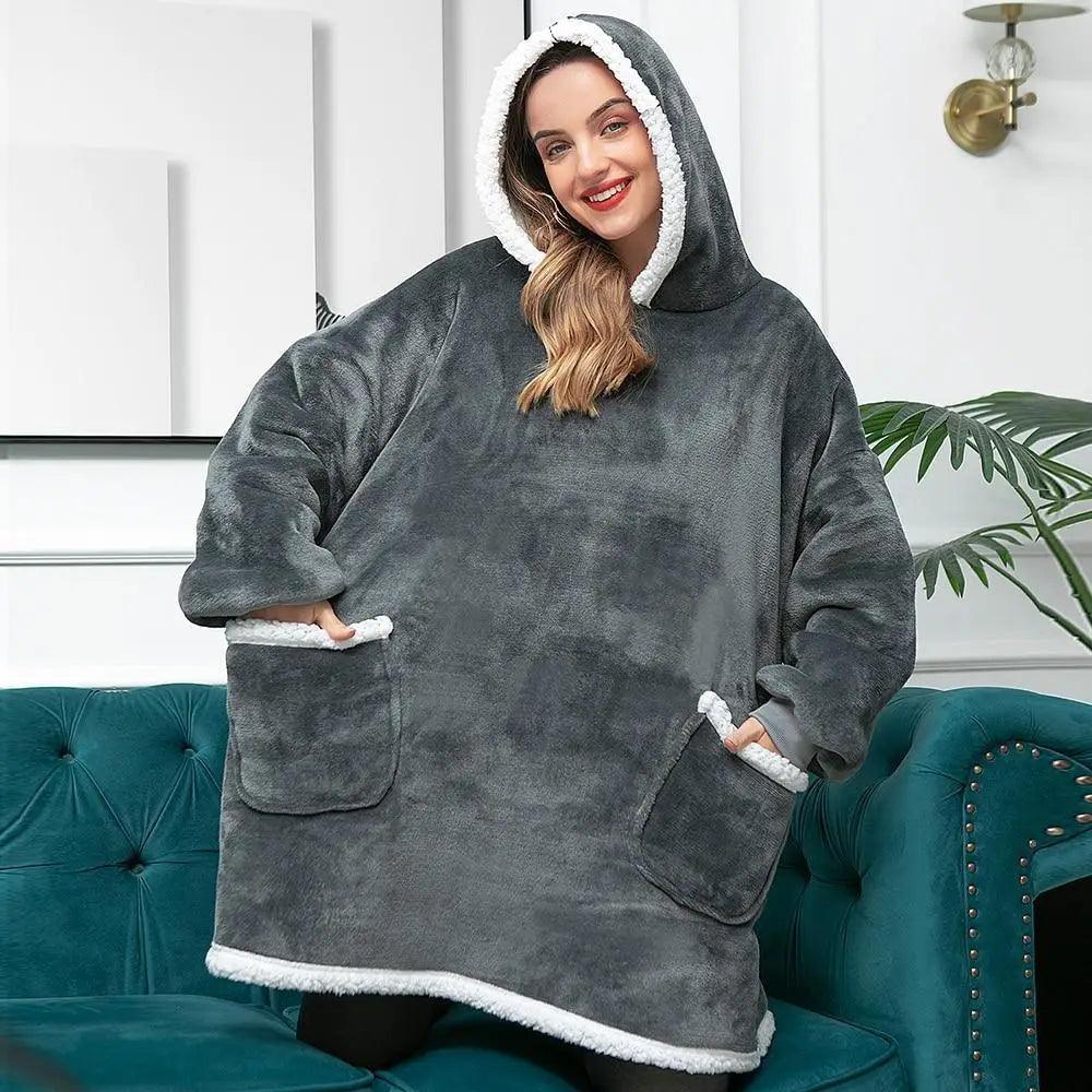 Oversized Sherpa Wearable Blanket Hoodie — Cozy Holiday Gift