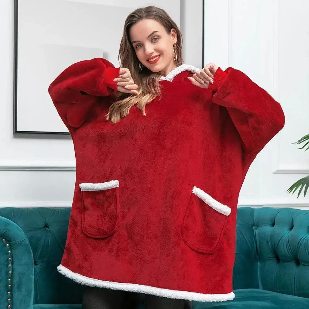 Oversized Sherpa Wearable Blanket Hoodie — Cozy Holiday Gift