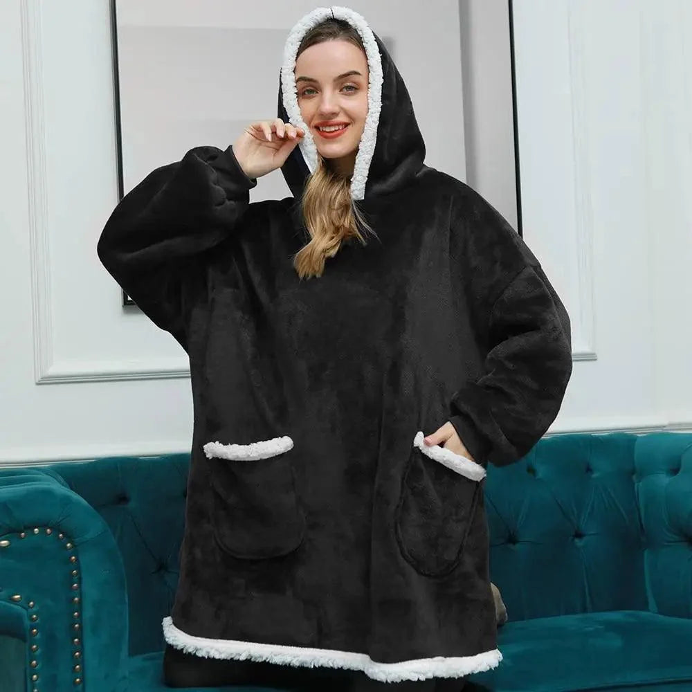 Oversized Sherpa Wearable Blanket Hoodie — Cozy Holiday Gift