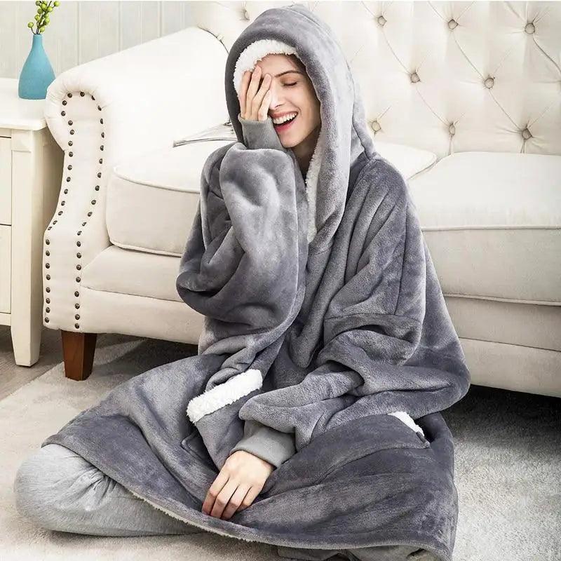 Oversized Sherpa Wearable Blanket Hoodie — Cozy Holiday Gift