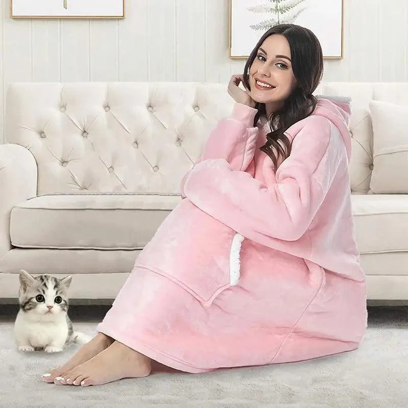 Oversized Sherpa Wearable Blanket Hoodie — Cozy Holiday Gift