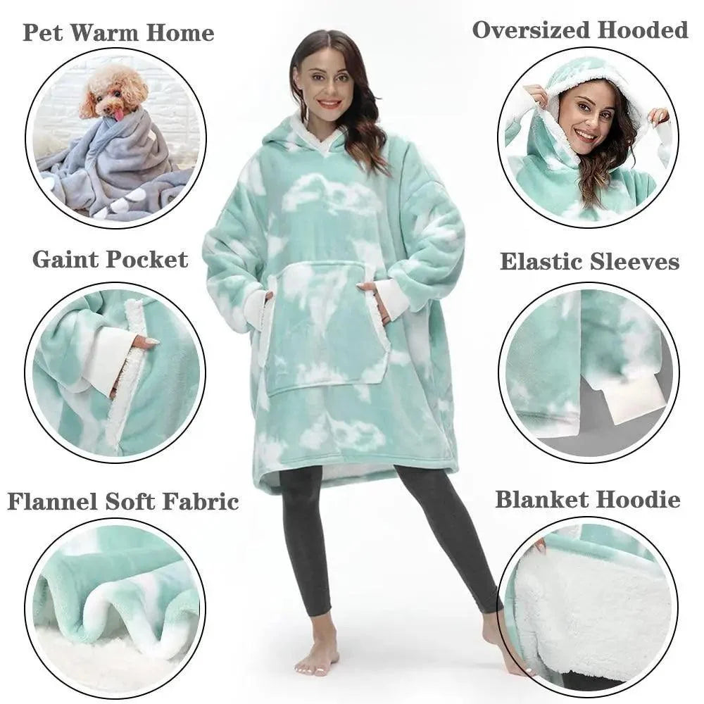 Oversized Sherpa Wearable Blanket Hoodie — Cozy Holiday Gift