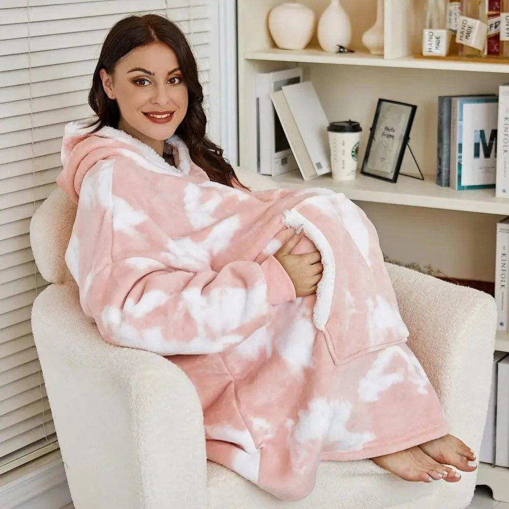 Oversized Sherpa Wearable Blanket Hoodie — Cozy Holiday Gift