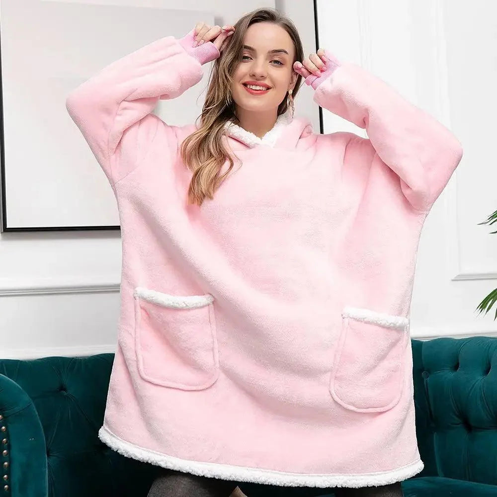 Oversized Sherpa Wearable Blanket Hoodie — Cozy Holiday Gift