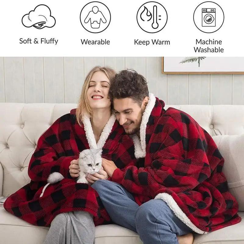Oversized Sherpa Wearable Blanket Hoodie — Cozy Holiday Gift